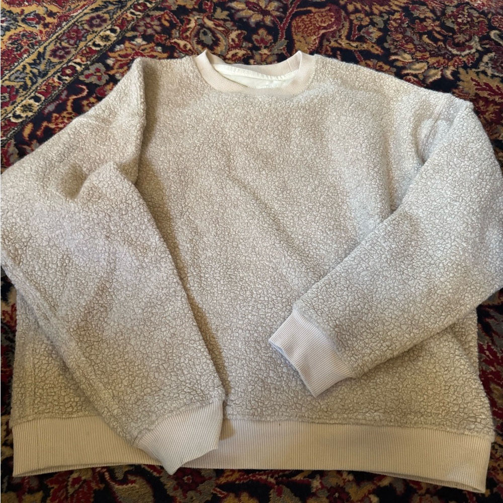 Outdoor Voices Men's Textured Cream Crewneck Sweater megafleece